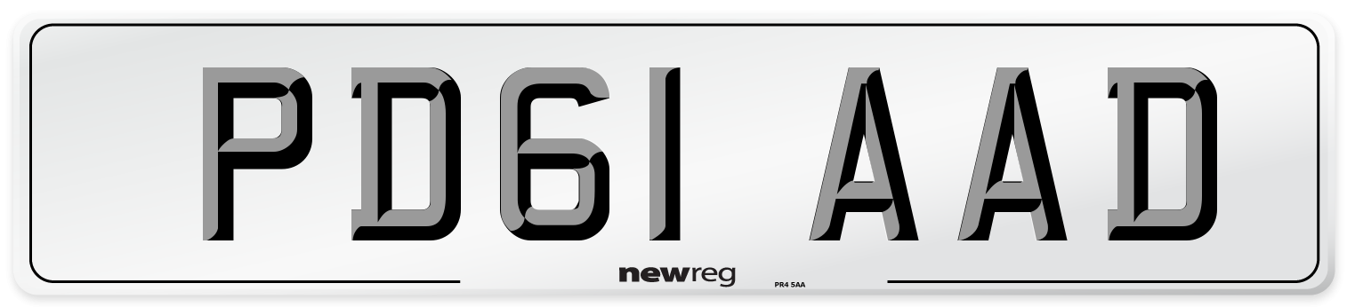 PD61 AAD Number Plate from New Reg
